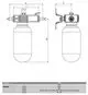 Syr AnschlussCenter, schematische Darstellung mit Maßen und Anschlussdetails, zur Verwendung in Heizungs- oder Wasserversorgungsanlagen.